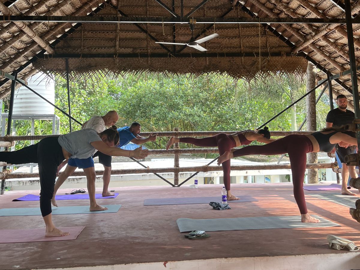 Morning practice in the open shala